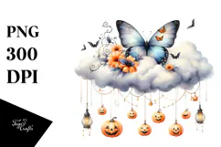 Funny Butterfly with Halloween Costume PNG Product Image 1