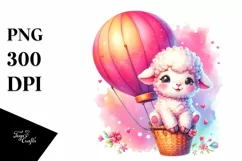 Cute Baby Lamb on Hot Air Balloon | Clipart Product Image 3
