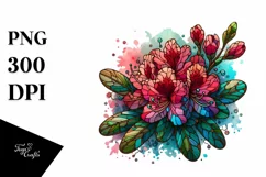 Stained Rhododendron Watercolor | Clipart Product Image 1