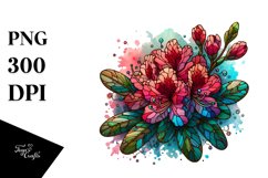 Stained Rhododendron Watercolor | Clipart Product Image 1