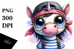 Confused Baby Unicorn with Hat and Bandana | Sublimation | Product Image 1