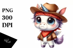 Confused Baby Unicorn with Hat and Bandana | Sublimation | Product Image 3