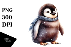 Digital Watercolor Baby Penguin PNG Product Image 1