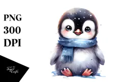Baby Penguin with Big Eyes PNG Product Image 1