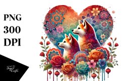 Adorned Akita with Big Heart, Transparent PNG Product Image 1