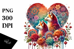 Adorned Akita with Big Heart, Transparent PNG Product Image 1