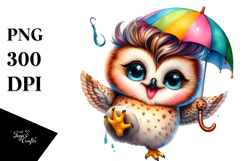 Vibrant Baby Owl with Cool Haircut PNG Product Image 1