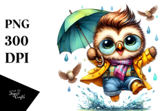 Vibrant Baby Owl with Cool Haircut PNG Product Image 1
