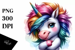 Vibrant Baby Unicorn Pose PNG Product Image 1