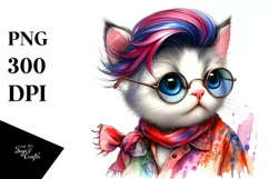 Expressive Baby Cat Watercolor PNG Product Image 1