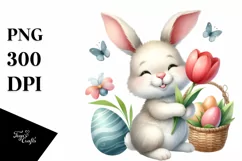 Easter Bunny Egg Flower, Clipart |T-shirt, Mug PNG Product Image 8