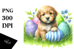 Playful Puppy in Grass, Transparent PNG Product Image 1