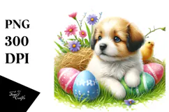 Playful Puppy in Grass, Transparent PNG Product Image 1