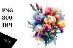 Watercolor Abstract Vibrant Bouquet With Colorful Iris | Product Image 3