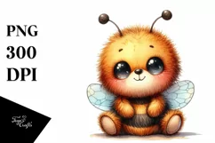 Vibrant Watercolor Brownish Baby Bee | Clipart Product Image 1