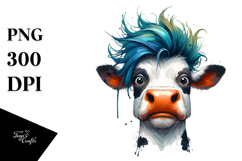 Cartoon Cow with Bandana in Jumping Pose, PNG Product Image 1