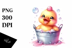 Cute Baby Duck in Bubbly Bucket | Clipart Product Image 3