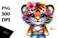 Cute Baby Tiger with Crazy Eyes and Hair Product Image 1