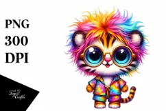 Cute Baby Tiger with Crazy Eyes and Hair Product Image 1