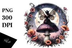 Gothic Fairy on Mushroom PNG Product Image 1