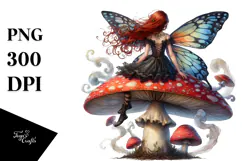 Gothic Fairy on Mushroom PNG Product Image 1