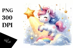 Cute Baby Unicorn Dancing on Starbeam | Clipart Product Image 3