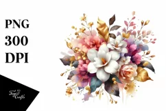 Vibrant Gold Foil Bouquet with Gardenia | Sublimation | Product Image 3