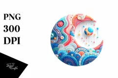 Colorful Moon Cosmos Watercolor | Clipart Product Image 1