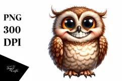 Shy Watercolor Owl Clipart: Sublimation Clipart Product Image 1