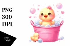 Cute Baby Duck on Bubbly Bucket | Clipart Product Image 3