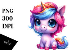 Funny Baby Unicorn with Cool Haircut PNG Product Image 1