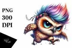 Aggressive Baby Owl Watercolor PNG Product Image 3