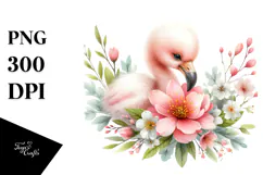 Flamingo on Flower, Transparent PNG Product Image 1