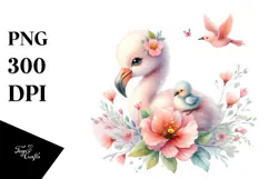 Flamingo on Flower, Transparent PNG Product Image 1