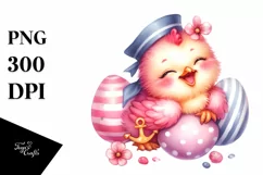 Cute Baby Chicken Cuddling Sailor | Sublimation | Clipart Product Image 1