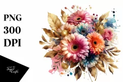 Colorful Abstract Bouquet with Gold Foil Gerbera | Product Image 3