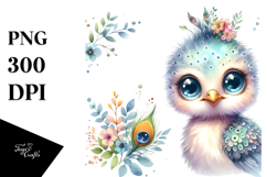 Cute Baby Peacock PNG Product Image 1