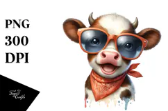 Funny Cow with Sunglasses PNG Product Image 1