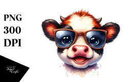 Funny Cow with Sunglasses PNG Product Image 1