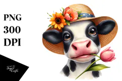 Watercolor Portrait Cow | Clipart Product Image 1