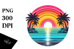 Retro Tropical Rainbow Sunset 20 oz Tumbler PNG Product Image 1