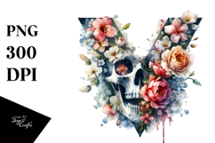 Spring Grungy Skull Painting, PNG Product Image 1