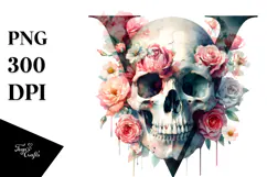 Spring Grungy Skull Painting, PNG Product Image 1