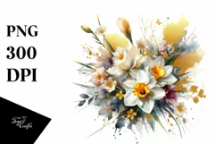 Vibrant Gold Foil Bouquet with Narcissus | Sublimation | Product Image 1