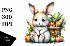 Quirky Baby Rabbit Autumn Scene | Sublimation | Clipart Product Image 1