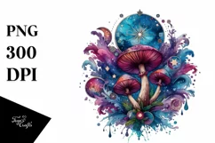 Vibrant Mushroom Tarot Art, PNG Product Image 1