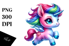 Cute Baby Unicorn Running, PNG Product Image 1