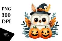Funny Owl Halloween Clipart PNG Product Image 3
