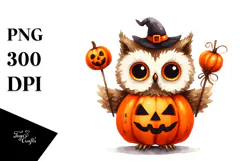 Funny Owl Halloween Clipart PNG Product Image 1