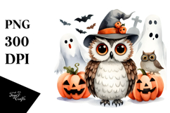 Funny Owl Halloween Clipart PNG Product Image 1
